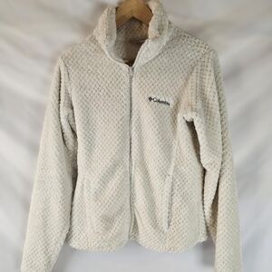 Columbia Cream Teddy Jacket Full-Zip Stand-Up Collar